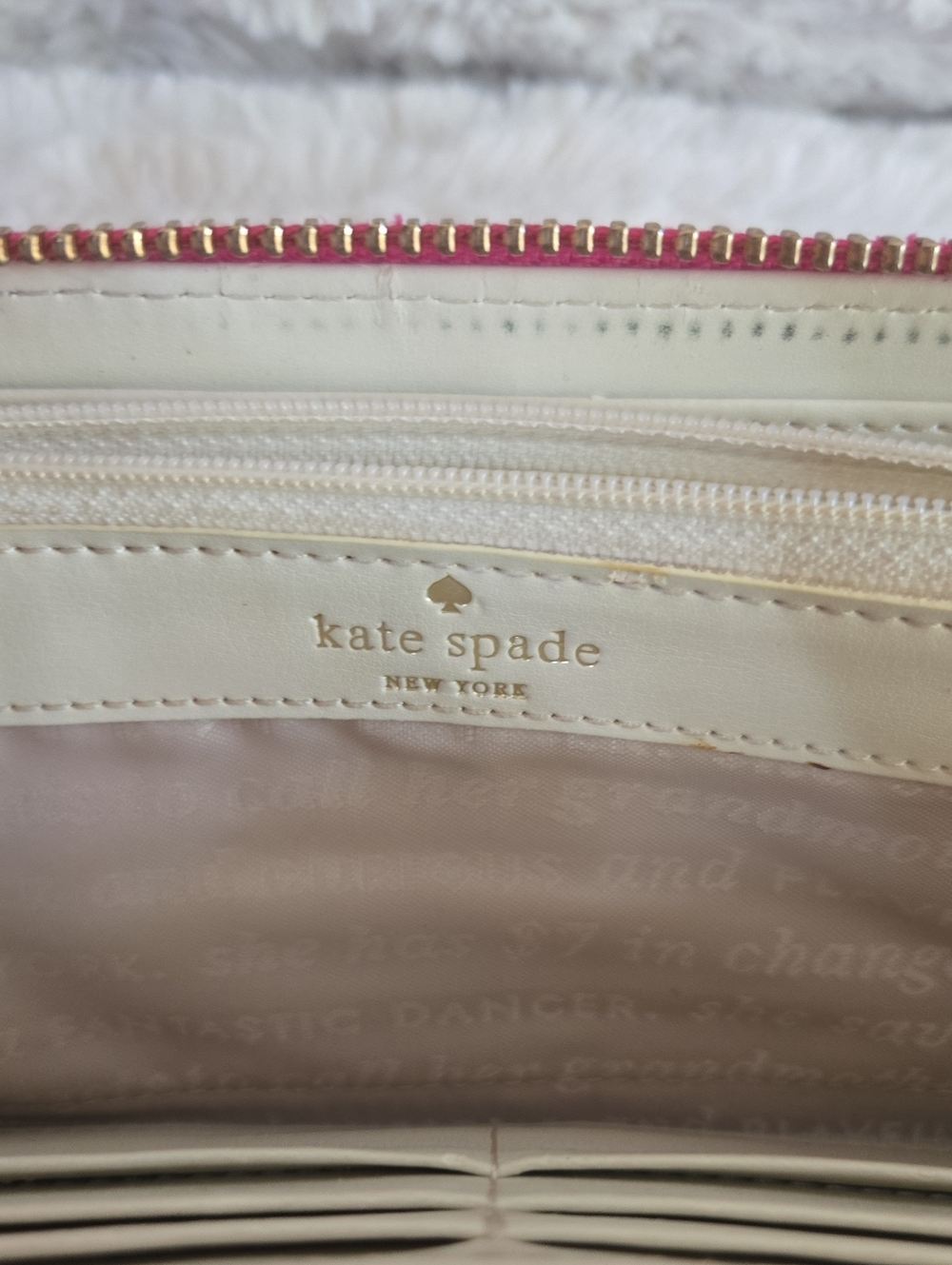kate spade Hot Pink and White Check Zip-Around Wallet EUC - Picture 6 of 6